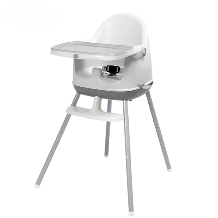 Babyyuga 3-in-1 Convertible Baby High Chair in White/Grey, with Tray and Harness, for Children 6-48 Months