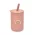 Silicone Sippy Cup with Straw - Pink